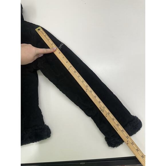 Baby Phat Womens Jacket Size Small Black Leather Faux Fur Lined Hooded ZipUp Y2K - Picture 11 of 14